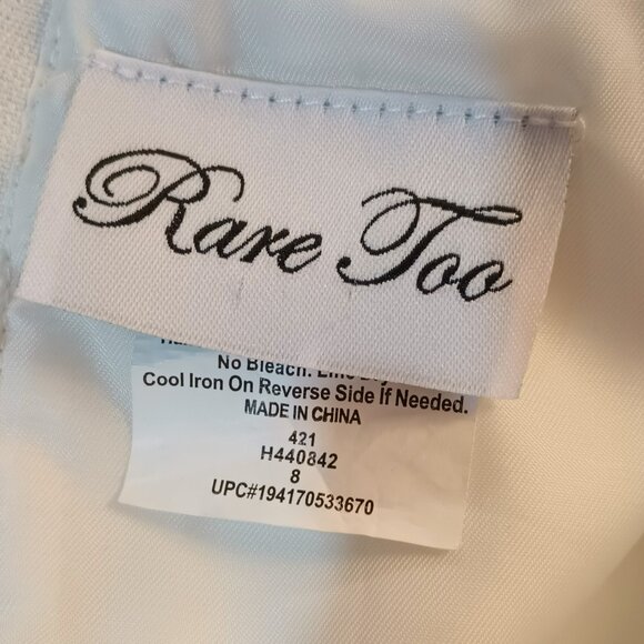 Rare Too Ivory Gold Beaded Dress 8 Formal Tulle with Cap Sleeves & Tan Sweater - Picture 8 of 12